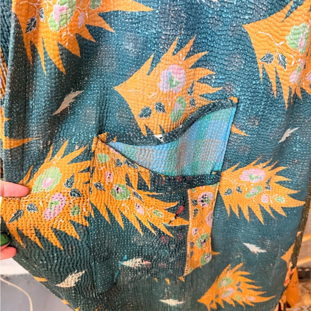 Kantha Bae Rising Sun hooded duster coat - Picture 3 of 9